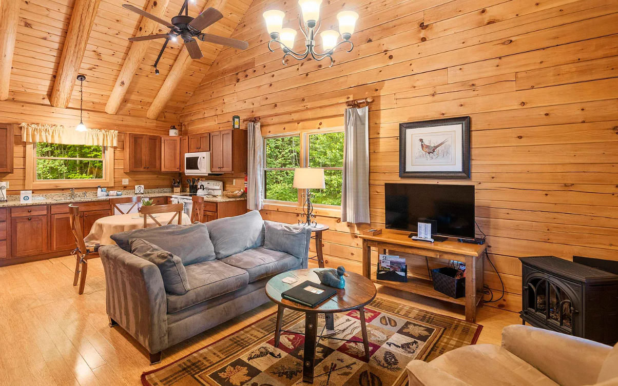 Image of the living room in a Muddy Moose Cabin home